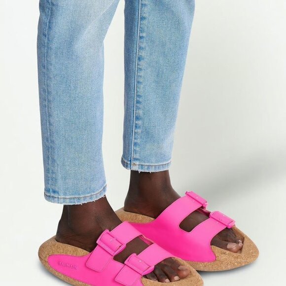 BALMAIN PINK CORK SANDALS - Picture 2 of 3